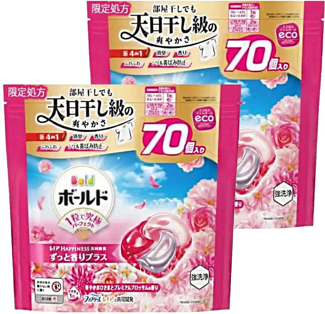 Bold 4D 碳酸機能洗衣膠球 陽光花香, 70顆, 2袋