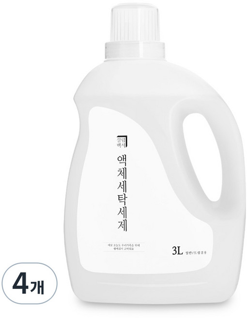 살림백서 액체세탁세제 본품, 3L, 1개입, 4개