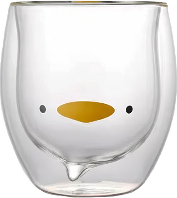 AWANA 可愛動物雙層玻璃杯 240ml, 透明, 1個