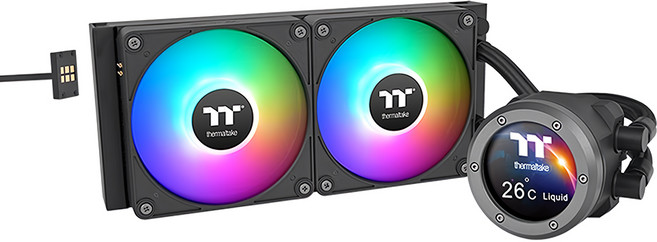 thermaltake 曜越 TH240 V2 Ultra EX ARGB Sync 主板連動 磁吸快接 2.1吋液晶冷頭, 黑色, 1個