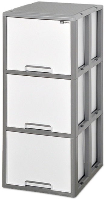 모아시스템즈 그레이트 대형 서랍장 일체형, 그레이 + 화이트, 3단