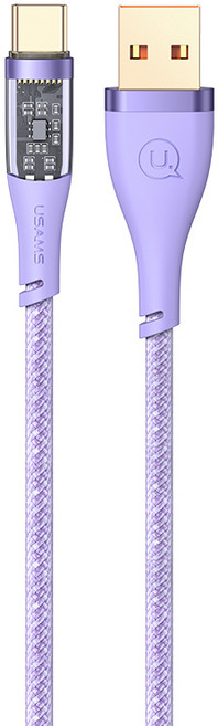 USAMS USB轉Type-C PD 66W快充線6A US-SJ572, 1.2m, 紫色, 1入