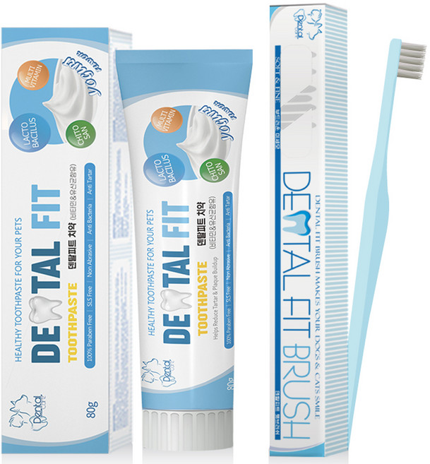 덴탈핏 덴탈피트 반려동물 칫솔치약세트, 80g, 1세트