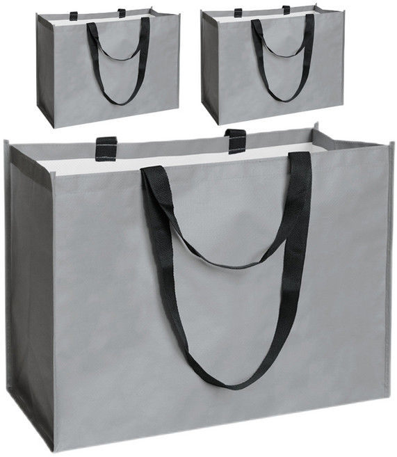 마르벨라 무광 다용포 타포린 쇼핑백, 그레이, 3개