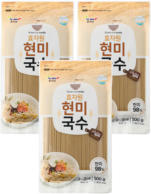 효자원 현미국수, 500g, 3개