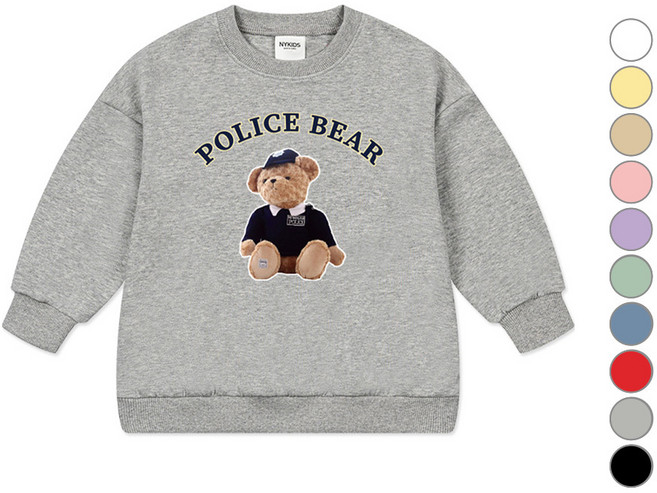 뉴욕꼬맹이 아동용 폴리스 베어 오버핏 맨투맨 W060