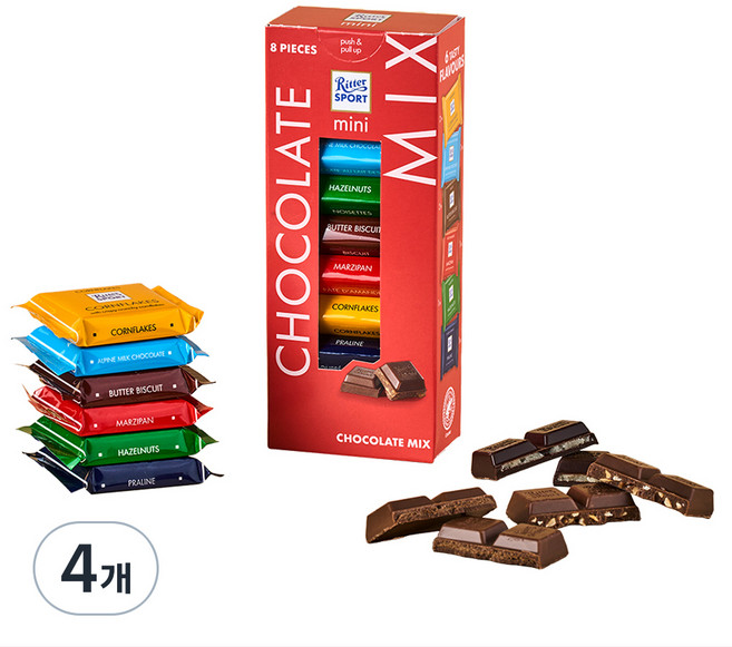 Ritter Sport 迷你巧克力混合 8入, 133g, 4個