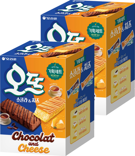 오리온 오뜨 과자케이크 세트 쇼콜라 6p x 2 + 치즈 6p x 2, 쇼콜라+치즈, 2세트
