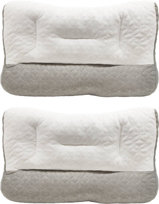 HONDONI 日式反牽引護頸枕 記憶枕頭 紓壓枕 側睡枕 止鼾枕 乳膠款, White/Gray, 2個