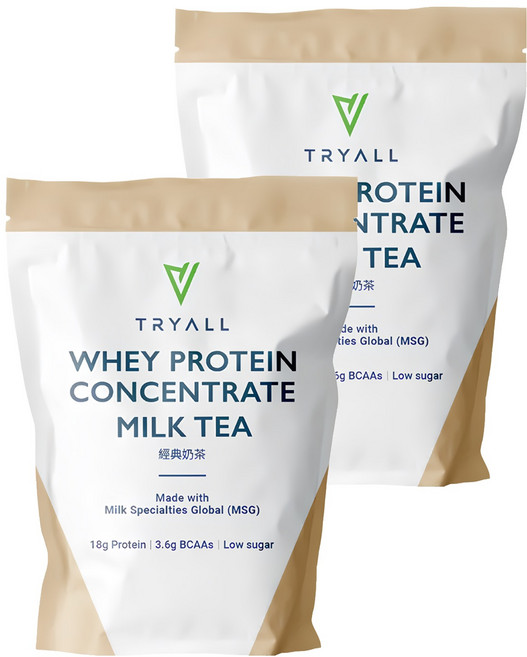 TRYALL 濃縮乳清蛋白粉 經典奶茶, 500g, 2包