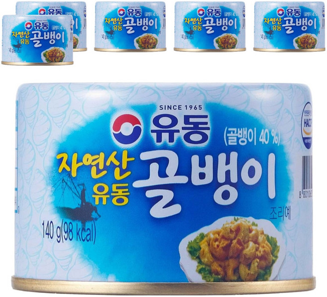 유동 자연산 골뱅이 통조림, 140g, 6세트
