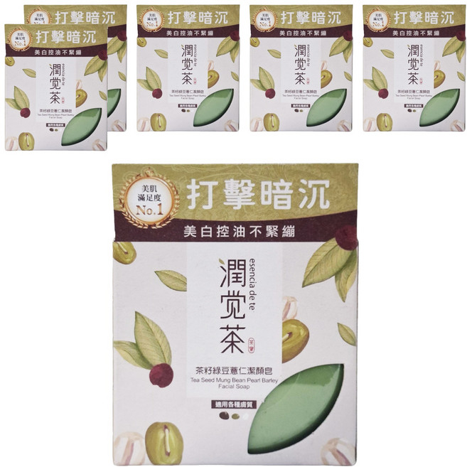 TEAPOWER 茶寶 潤覺茶 茶籽綠豆薏仁潔顏皂, 100g, 6個