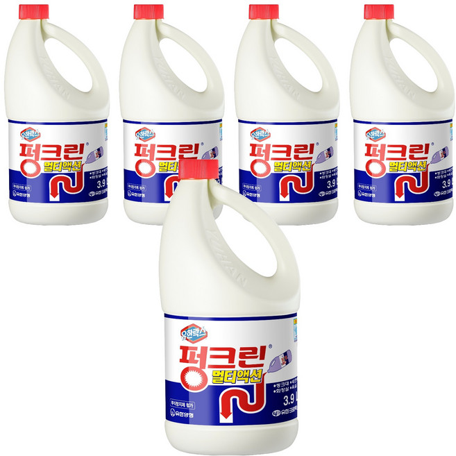 유한락스 펑크린 멀티액션 세정제 용기, 3.9L, 5개
