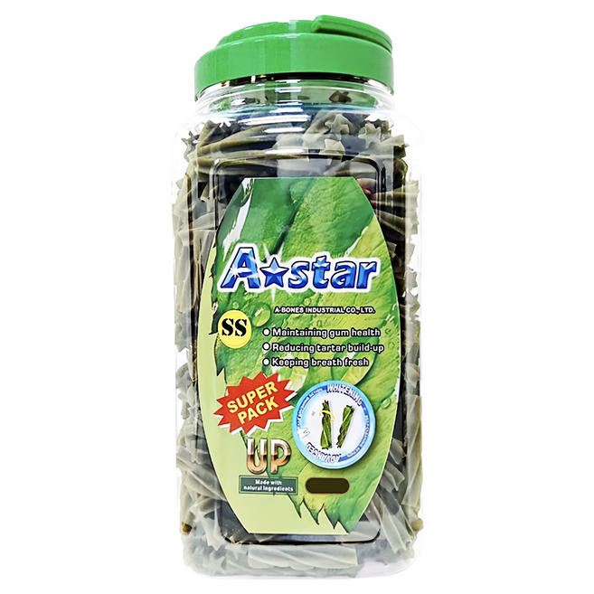 A star 潔牙零食 多效螺旋五星棒超大桶裝 SS, 1.9kg, 1桶, 鮭魚