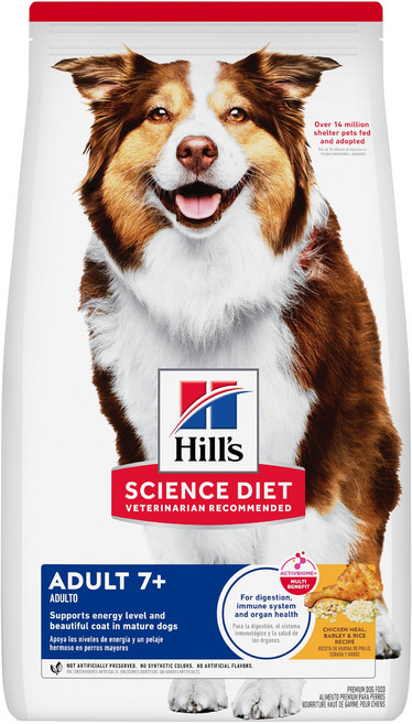 Hill's 希爾思 SCIENCE DIET 成犬 7歲以上 乾飼料, 雞肉 + 大麥與米特調食譜, 12kg, 1袋