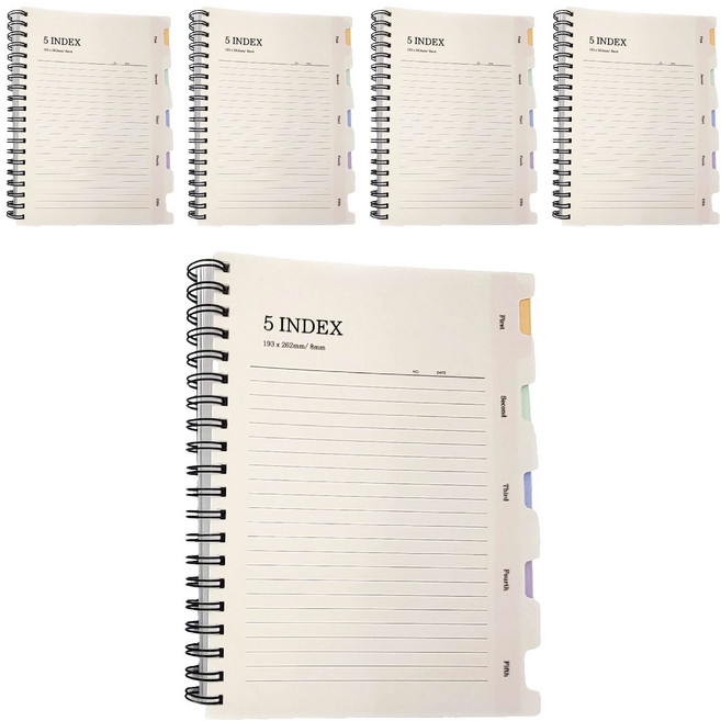 위드나 5인덱스 PP노트 B5 80-0092, 랜덤발송, 5개