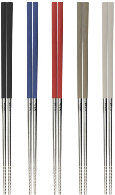 PLUS PERFECT 理想 金緻316不銹鋼四方筷, 5雙筷子, 5色, 5雙