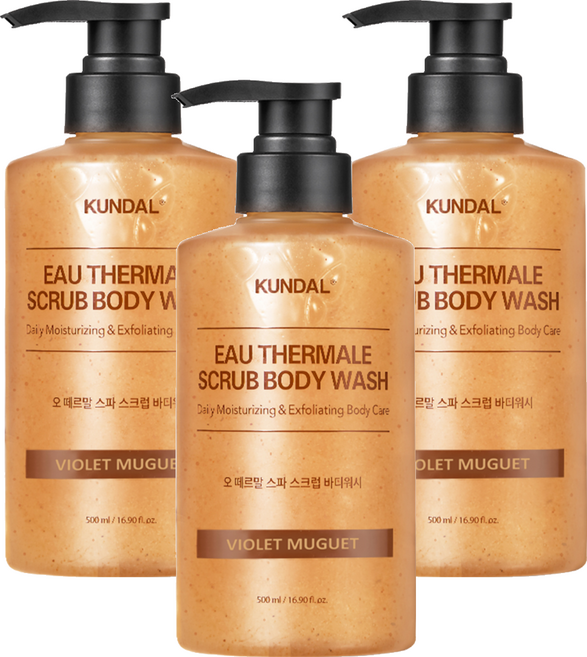 쿤달 오 떼르말 스파 스크럽 바디워시 바이올렛뮤게향, 3개, 500ml