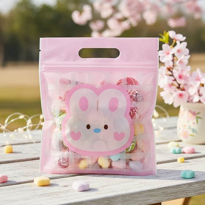 포포팬시 애니멀 손잡이 구디백 중, 하트 토끼, 50개