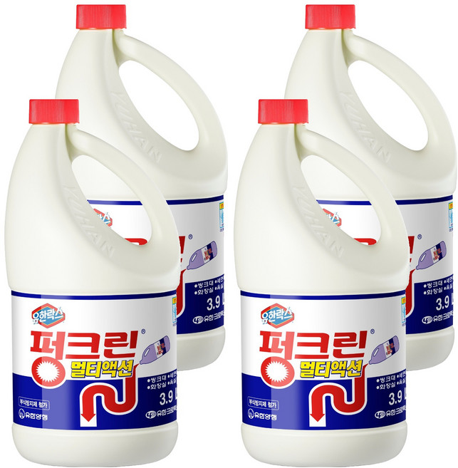 유한락스 펑크린 멀티액션 세정제 용기, 3.9L, 4개