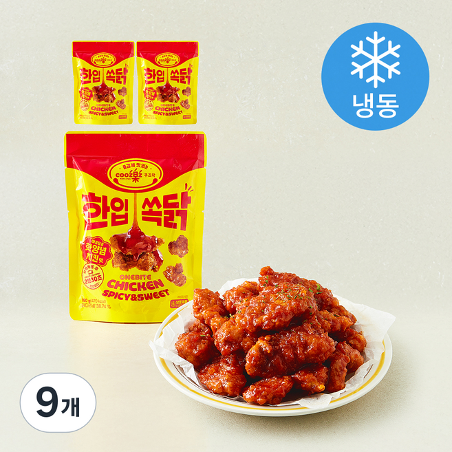 쿠즈락 한입 쏙닭 핫양념치킨 (냉동), 180g, 9개
