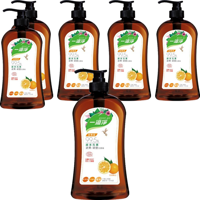 一滴淨 蘆薈多酚食品用洗潔精 柑橘精油, 1kg, 6瓶