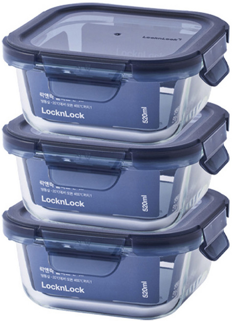 락앤락 인디고 글라스, 3개, 520ml