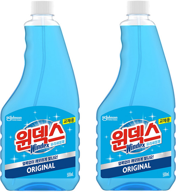 윈덱스 유리세정제 리필, 500ml, 2개