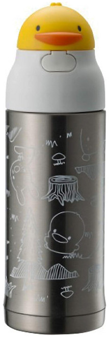 PiYOPiYO 黃色小鴨 輕量兩用保溫杯, 碳鋼色, 260ml, 1個