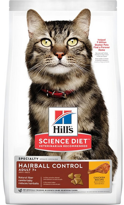 Hill's 希爾思 SCIENCE DIET 寵物食品 成貓7歲以上 毛球控制, 雞肉, 1.58kg, 1袋