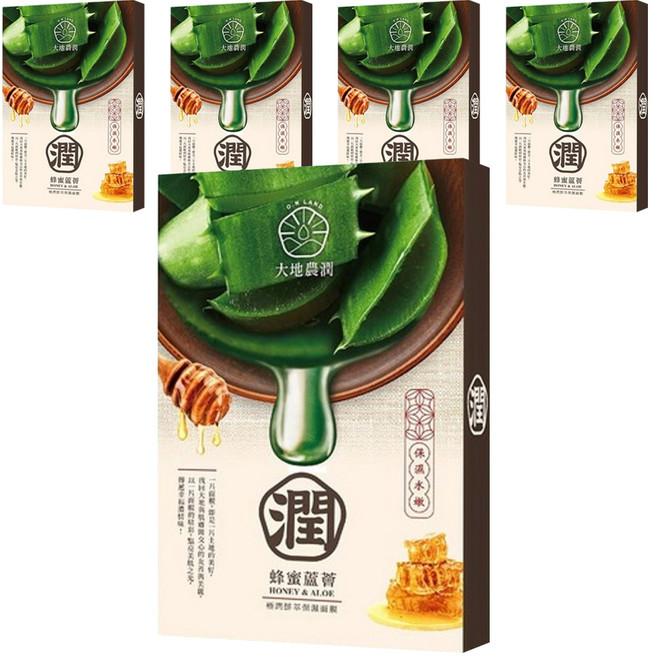 MY SCHEMING 我的心機 大地農潤 極潤鮮萃蜂蜜蘆薈保濕面膜 源生質地 嫩膚凍體 植纖膜布 親膚舒柔 保濕修護 深層滋潤, 5片, 5盒