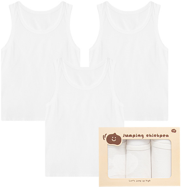 점핑칙피 유아동 남아 무형광 순면 기본 런닝 3매입세트