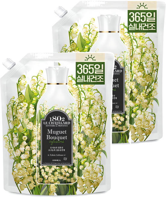 르샤트라1802 인퓨전 섬유유연제 뮤게부케향 리필, 2L, 2개