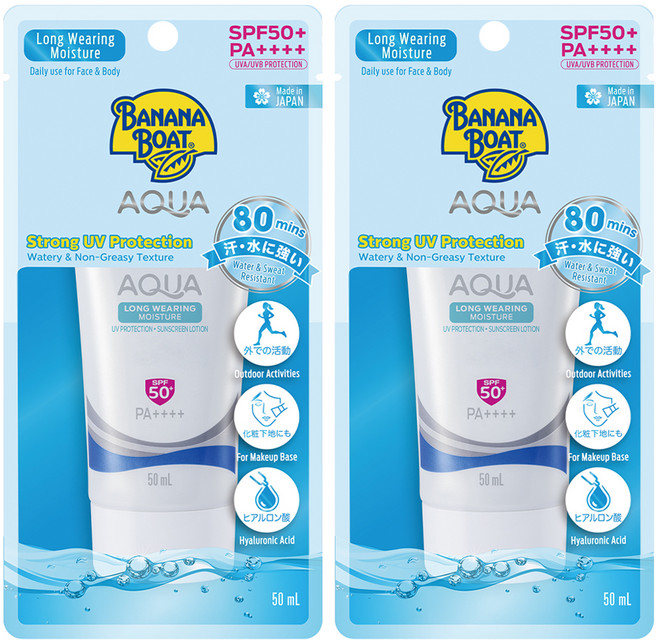 BANANA BOAT 香蕉船 淨護AQUA極致持久保濕防曬凝乳 SPF50+ PA++++, 50ml, 2條