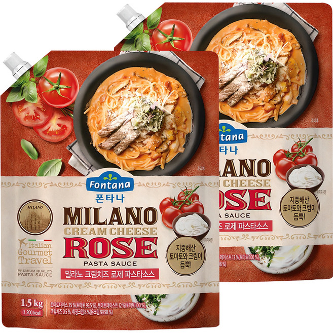 폰타나 밀라노 크림치즈 로제 파스타소스, 1.5kg, 2개