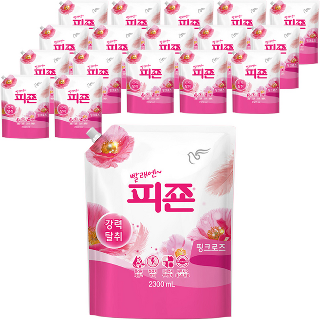 피죤 레귤러 섬유유연제 핑크로즈, 2.3L, 18개