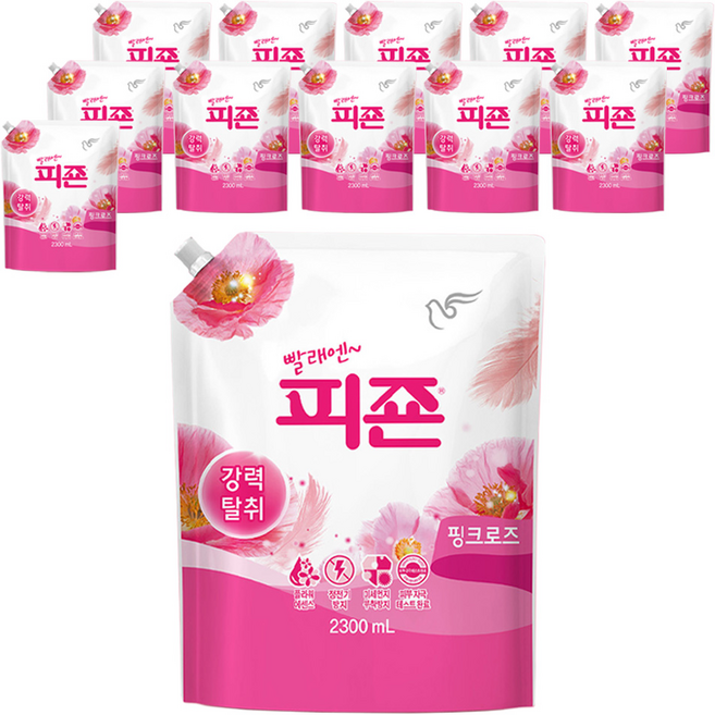 피죤 레귤러 섬유유연제 핑크로즈 리필, 2.3L, 1개입, 12개
