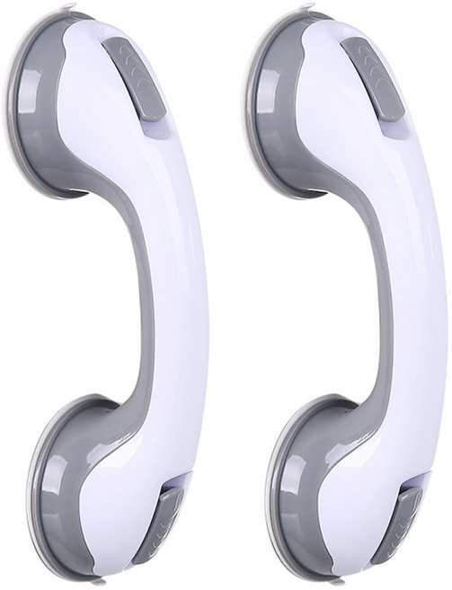 FANCY LIFE 安全扶手 真空吸附 耐重約10公斤, 2個, 白色 + 灰色