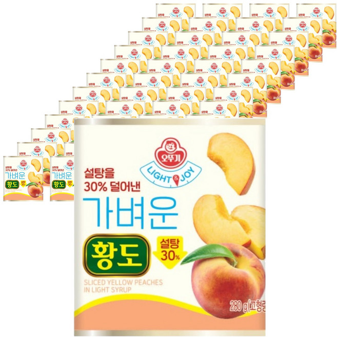 오뚜기 가벼운 황도 통조림, 280g, 48개
