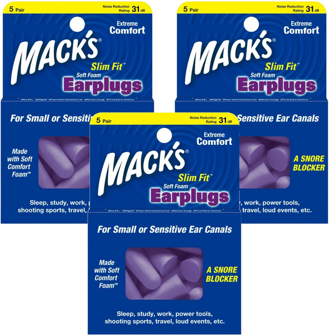 Macks 소프트폼 이어플러그 슬림핏, 3개, 5쌍