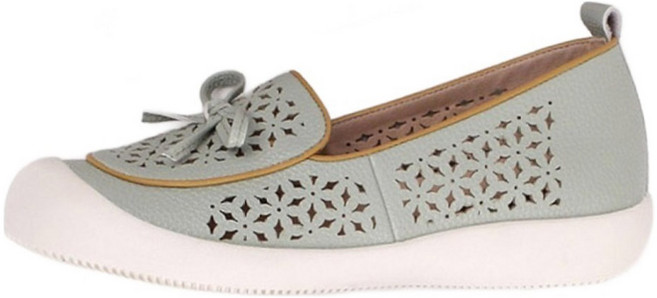 천연가죽 펀칭 리본장식 스티치 슬립온 로퍼 BKHB5150