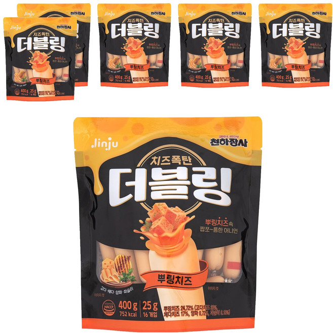 천하장사 더블링 뿌링치즈 파우치, 400g, 6개
