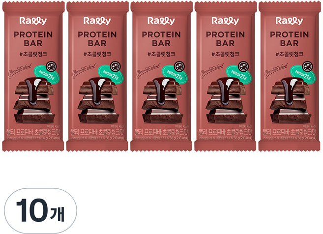 Rally 프로틴바 초콜릿청크맛, 58g, 10개