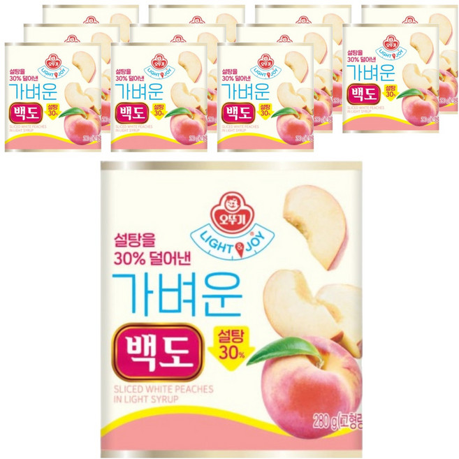 오뚜기 가벼운 백도 통조림, 12개, 280g