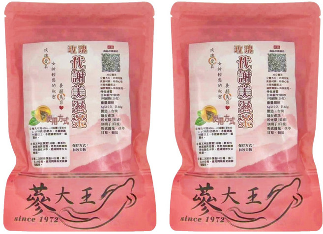 蔘大王 玫瑰代謝美濕茶包, 6g, 2袋