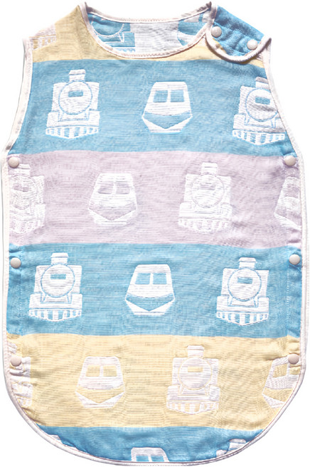 HiBOU 喜福 4重紗防踢被 新生版 100%棉, 幸運火車 藍色