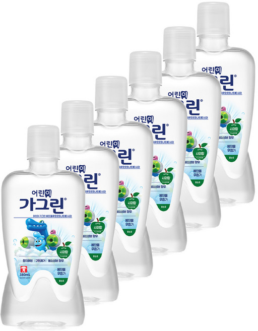 Garglin 兒童用漱口水 草莓香 隨機出貨, 草莓味, 380ml, 6個