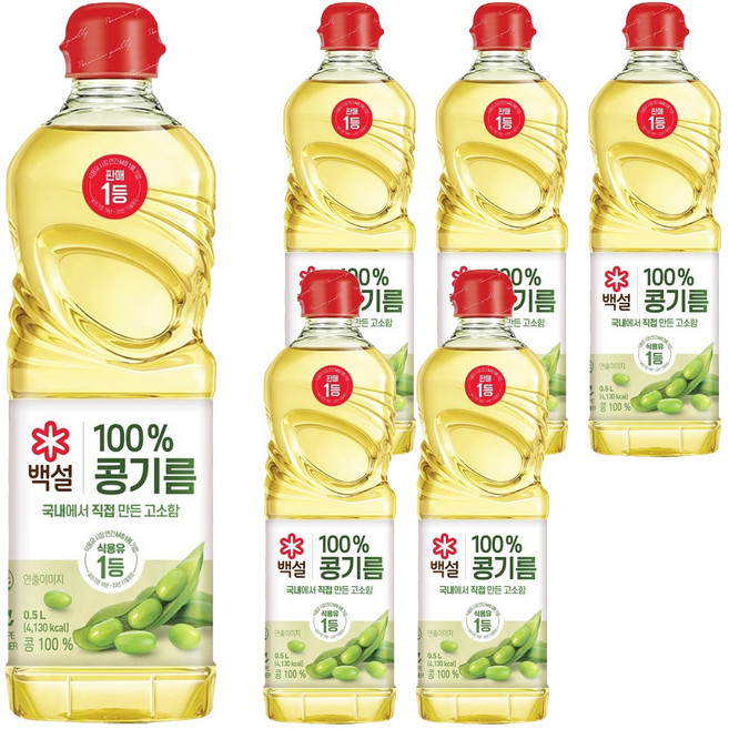 백설 콩기름, 500ml, 6개