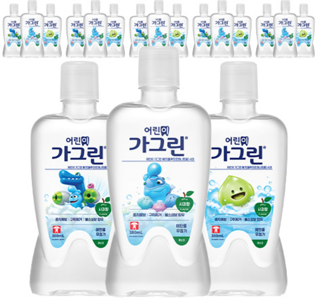 가그린 어린이용 구강세정제 사과향, 380ml, 18개