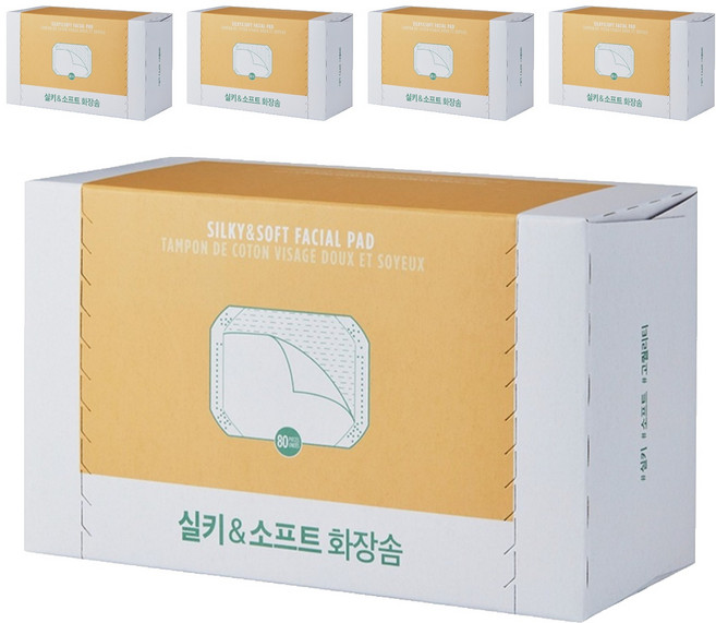 더페이스샵 데일리뷰티툴즈 실키 앤 소프트 화장솜, 80매입, 5개